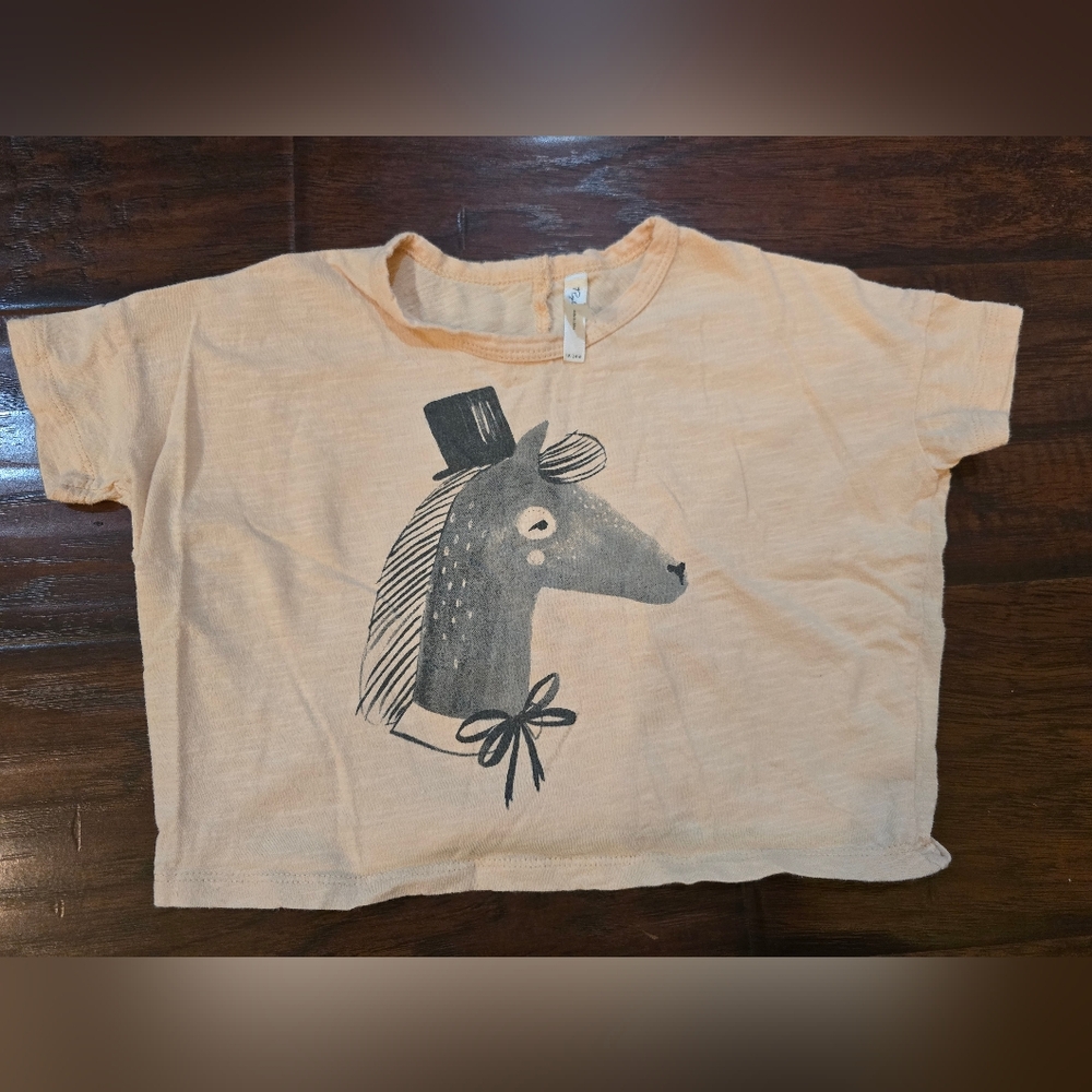Rylee + Cru Kids Horse Graphic Crop Tee in Peach